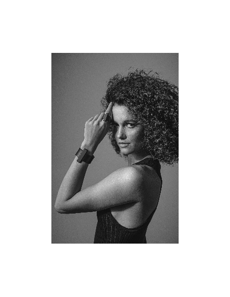 Wide ring made of leather and matte black stainless steel – handmade