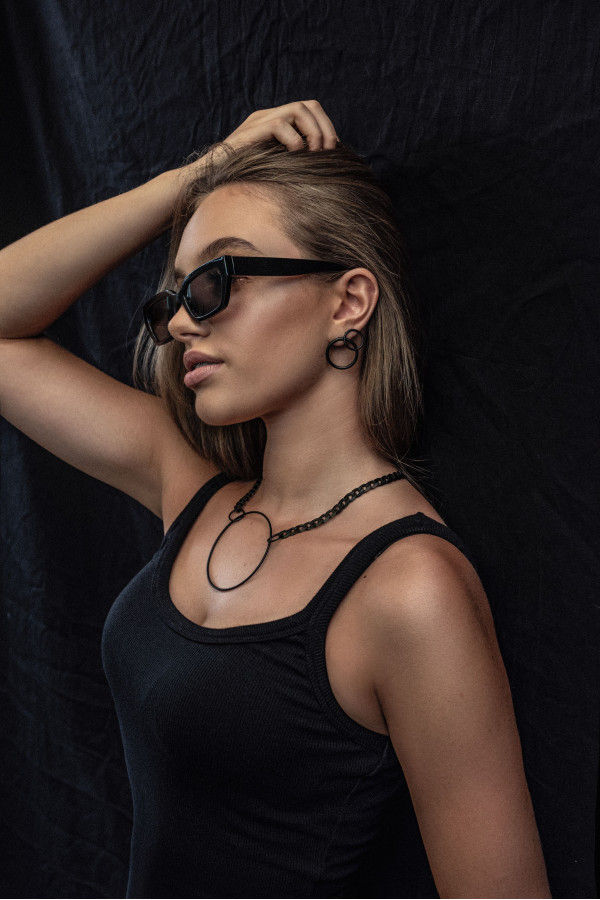 Black matte stainless steel hoop earrings 2