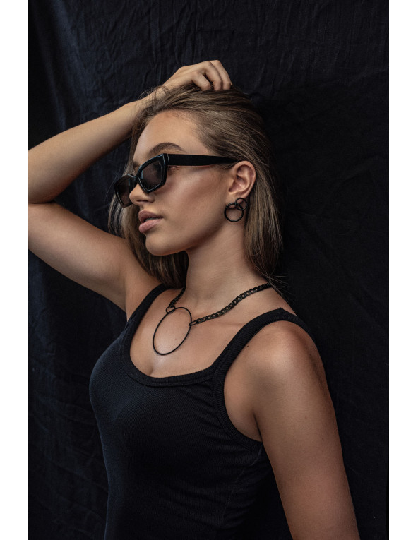 Black matte stainless steel hoop earrings