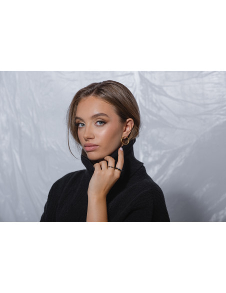 Gold-plated stainless steel hoop earrings in gold color with stud clasp.