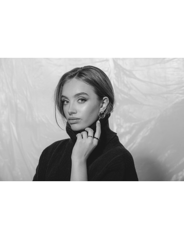 Silver stainless steel hoop earrings with a stud clasp.