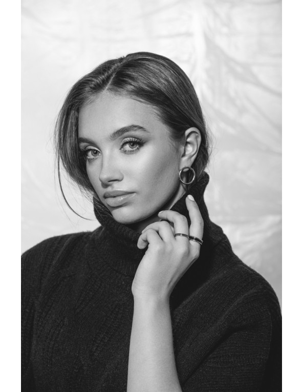 Silver stainless steel hoop earrings with a stud clasp.