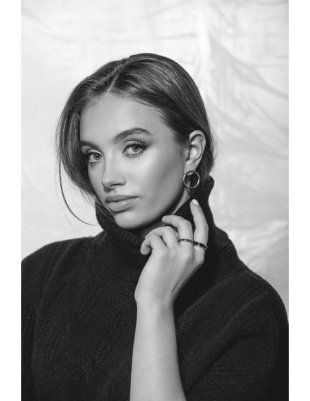 Silver stainless steel hoop earrings with a stud clasp.