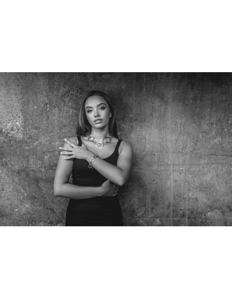 3D stainless steel bracelet with movable geometric elements