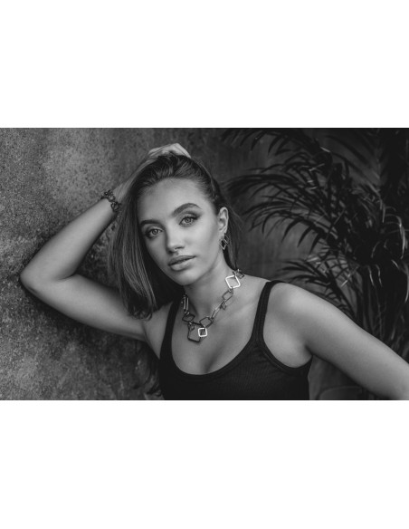 3D stainless steel necklace with movable geometric elements