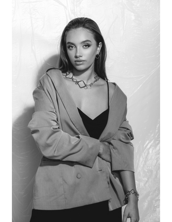 3D stainless steel necklace with movable geometric elements