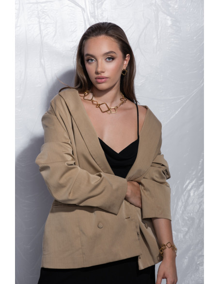 Gold-plated stainless steel square earrings fastened with a post