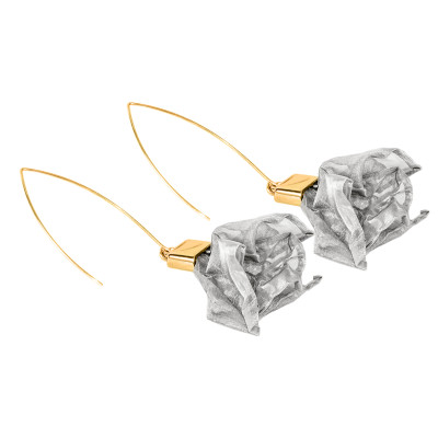 Handmade stainless steel mesh and gold-plated sterling silver 925 earrings in steel and gold tones.