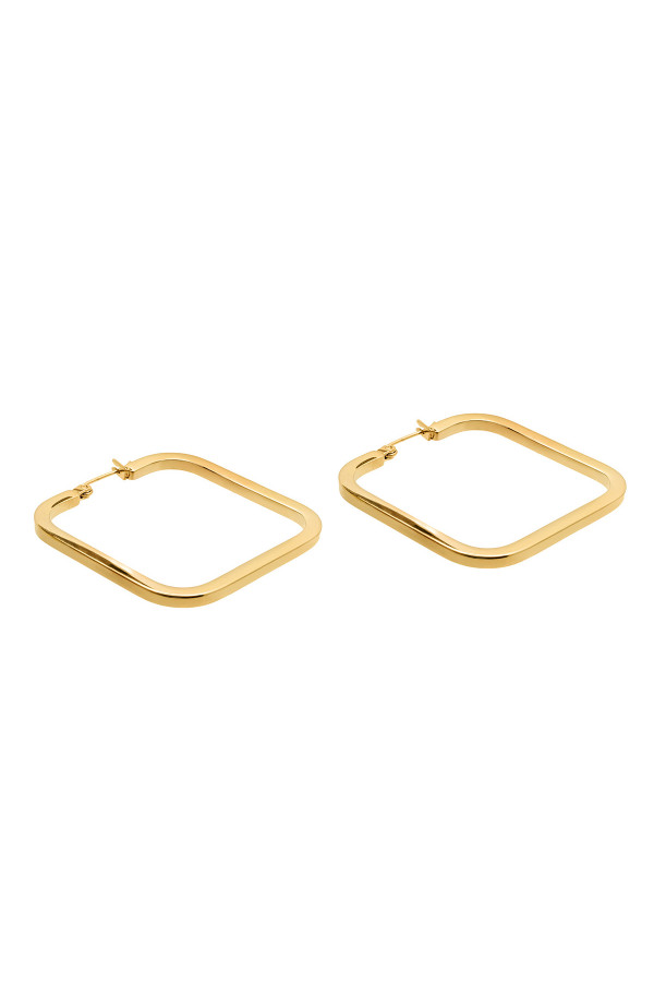 Large gold square earrings made of stainless steel