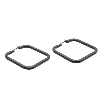 Black stainless steel square earrings