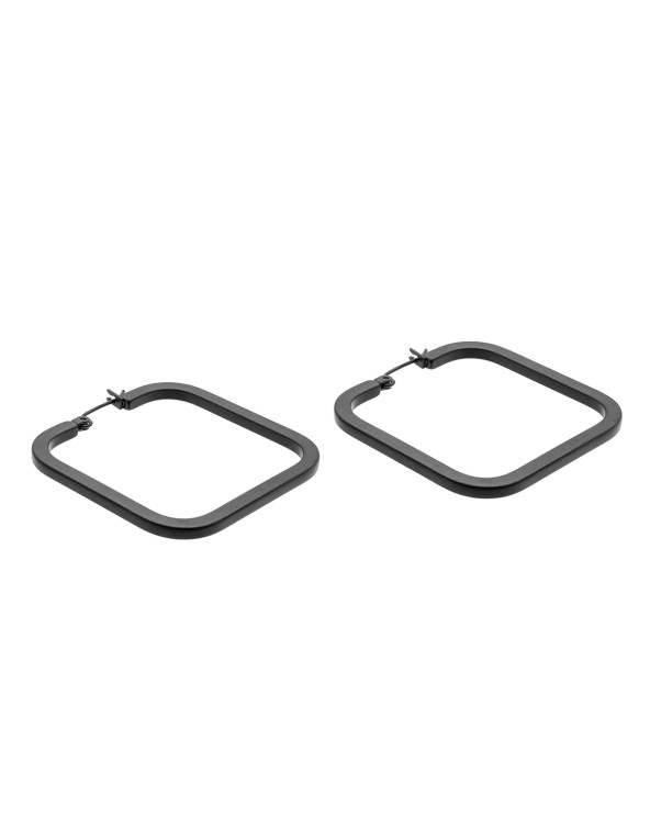 Black stainless steel square earrings
