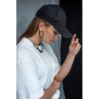 Black stainless steel square earrings 2