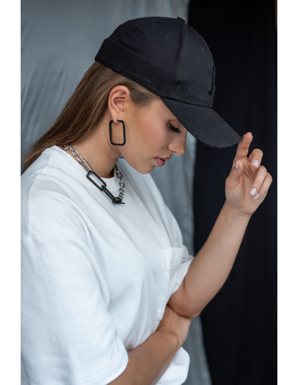 Black stainless steel square earrings