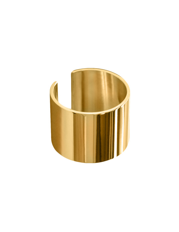 Wide gold-plated stainless steel band ring