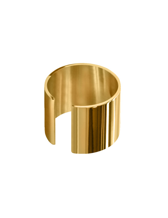 Wide gold-plated stainless steel band ring