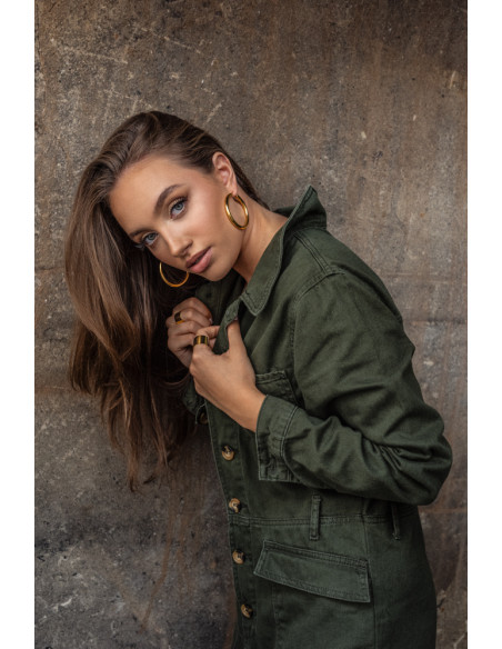 Wide gold-plated stainless steel band ring