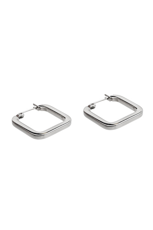 Small square earrings in silver-coloured stainless steel