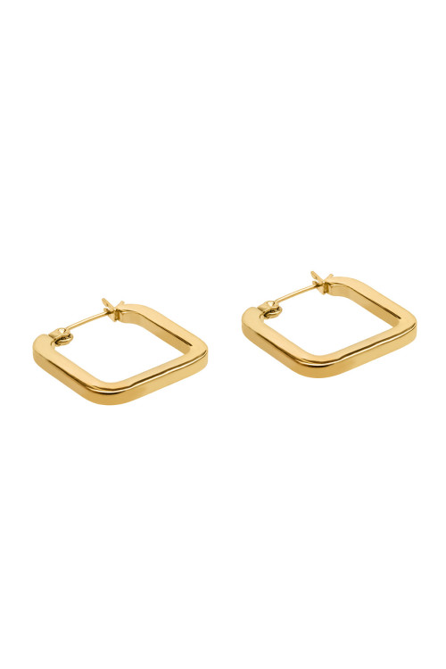 Gold stainless steel square earrings | moora.pl