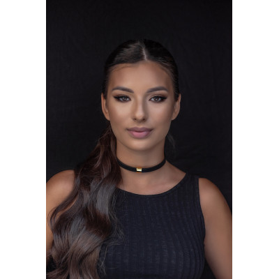 Gold choker made of natural leather and stainless steel – modern handmade jewelry 2