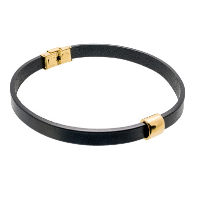 Gold choker made of natural leather and stainless steel – modern handmade jewelry