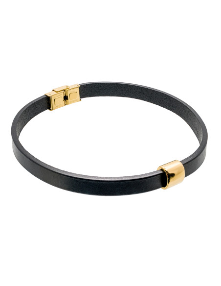 Gold choker made of natural leather and stainless steel – modern handmade jewelry