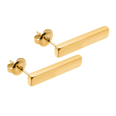 Rectangular gold-plated stainless steel stud earrings