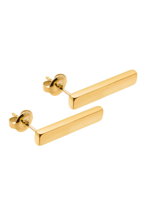 Rectangular gold-plated stainless steel stud earrings
