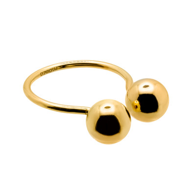 Gold-plated stainless steel ring with beads