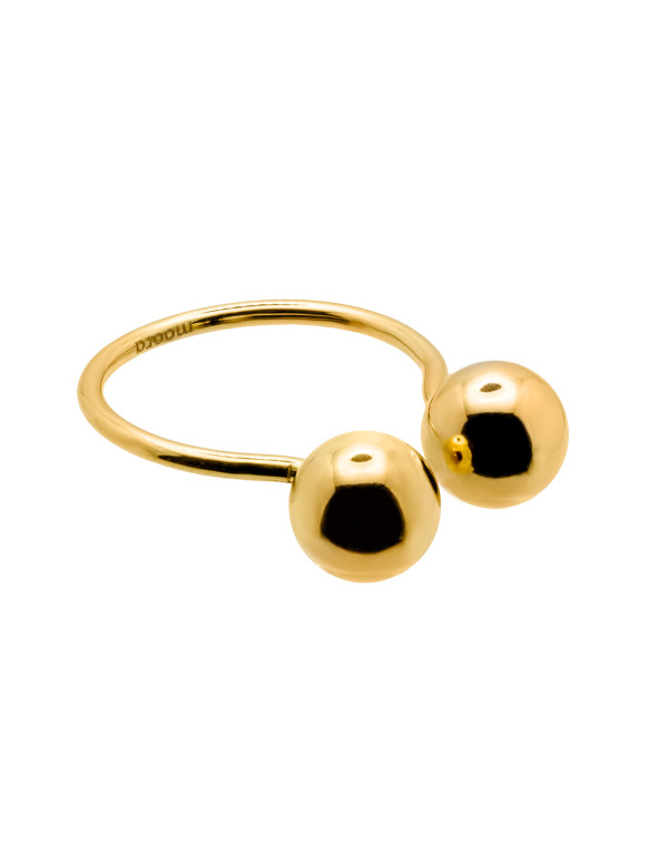 Gold-plated stainless steel ring with beads