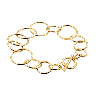 Gold-plated stainless steel bracelet with movable elements in an elegant minimalist style