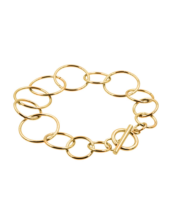 Gold-plated stainless steel bracelet with movable elements in an elegant minimalist style