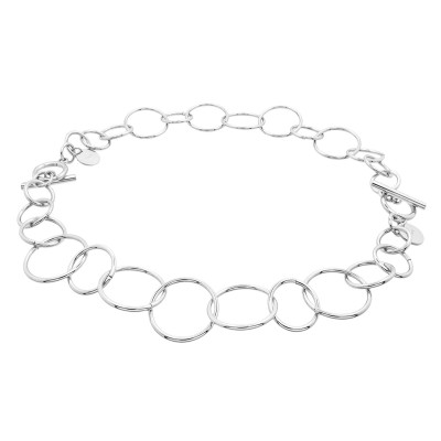 Silver stainless steel 2-in-1 necklace with movable elements in an elegant modern style