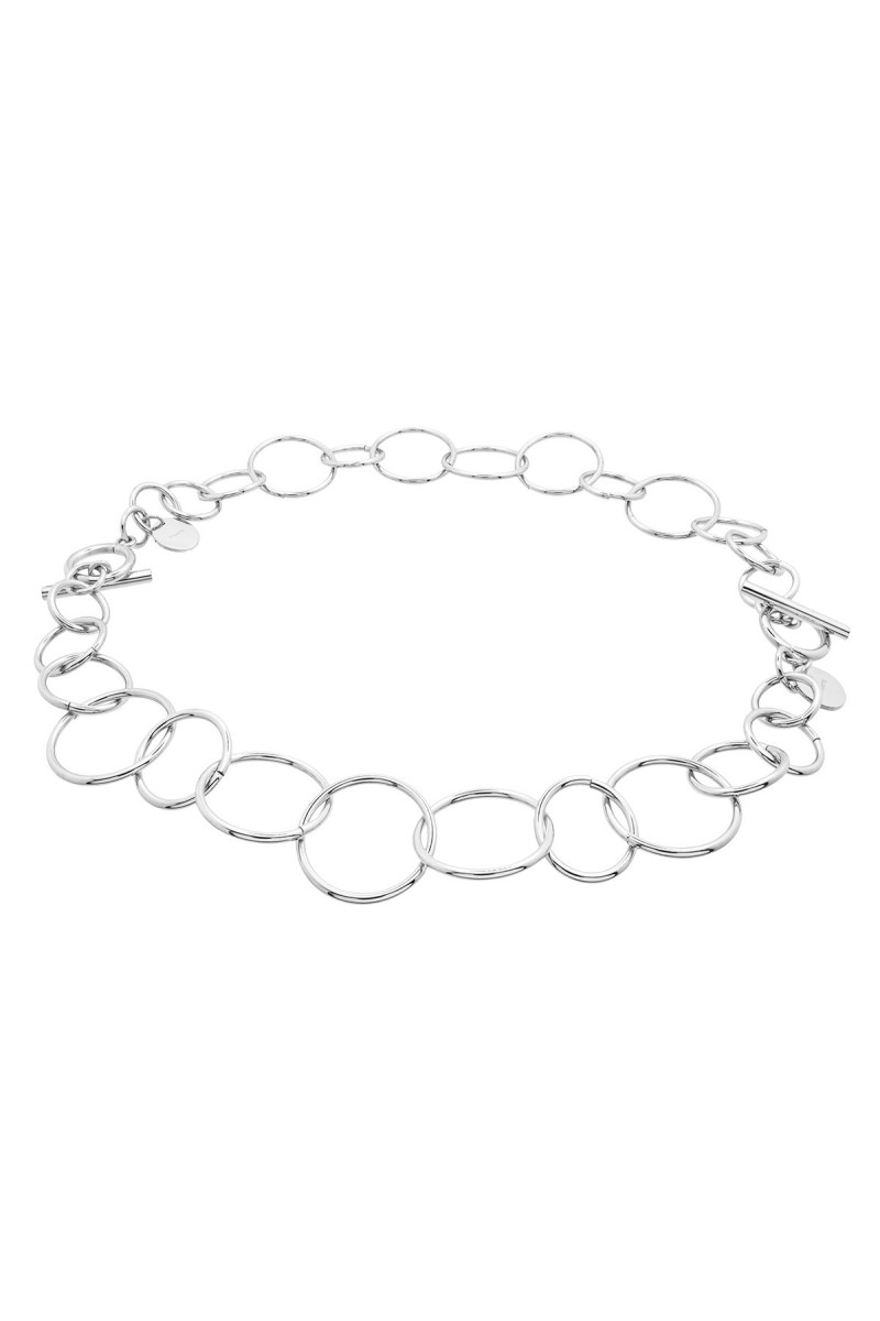Silver stainless steel 2-in-1 necklace with movable elements in an elegant modern style