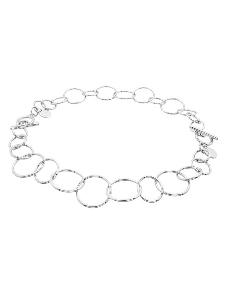 Silver stainless steel 2-in-1 necklace with movable elements in an elegant modern style