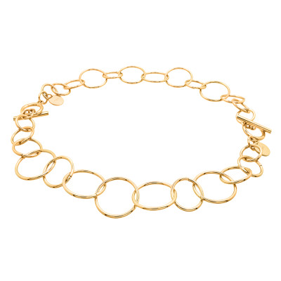 Gold stainless steel 2-in-1 necklace with movable elements in an elegant modern style