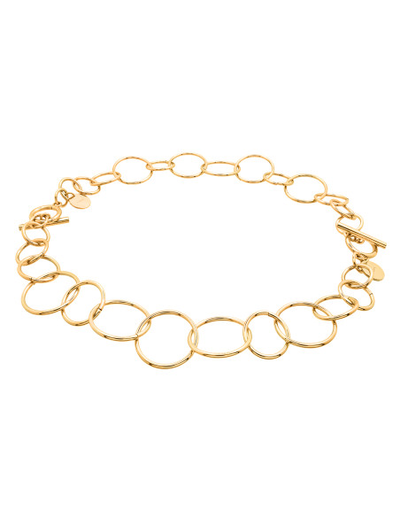 Gold stainless steel 2-in-1 necklace with movable elements in an elegant modern style