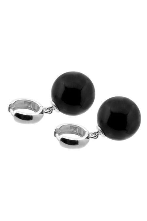 Sterling silver earrings with large black onyx stones