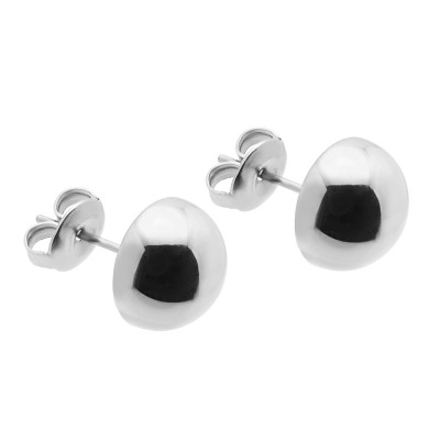 Delicate silver stainless steel half-sphere earrings