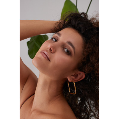 Gold-plated stainless steel square earrings 2