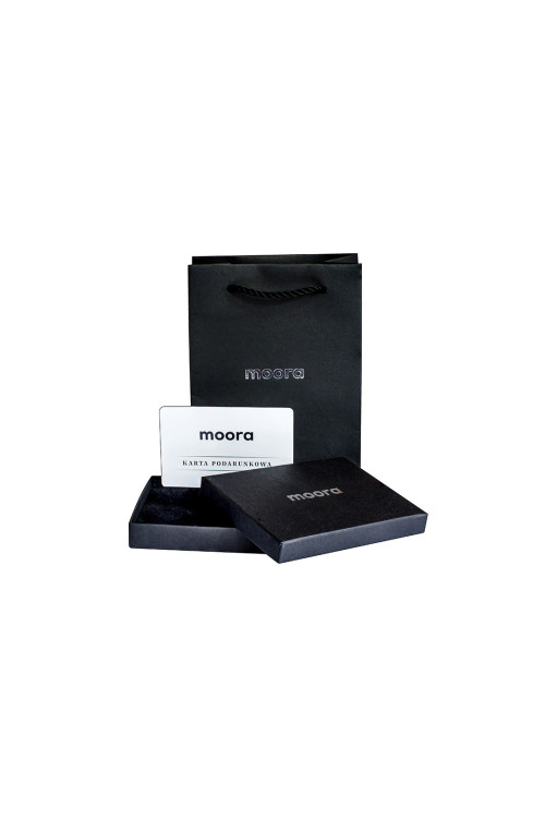Moora Gift Card in elegant packaging available in 100, 200, and 500 PLN denominations.