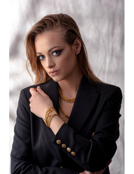 Gold plated stainless steel chain choker necklace