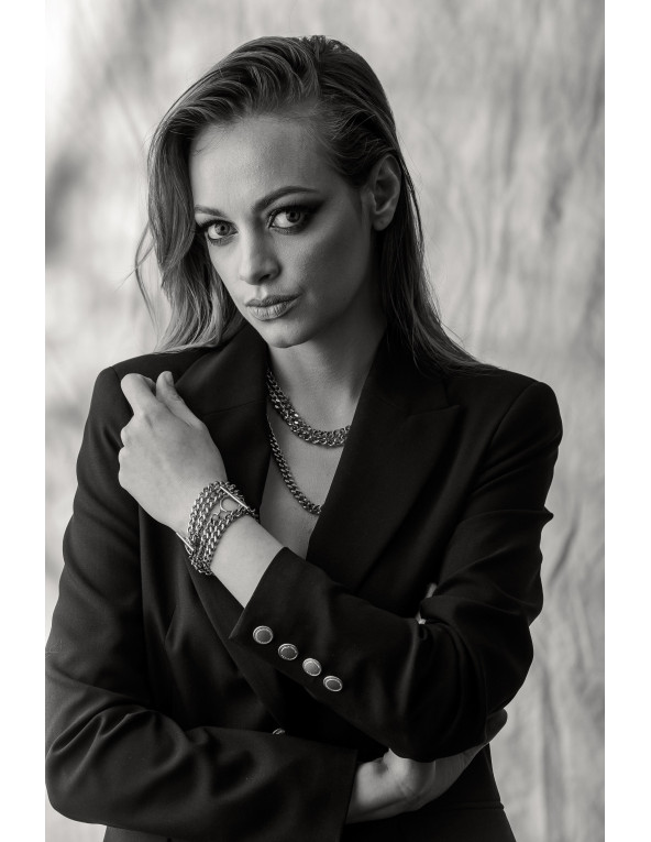 Stainless steel curb chain choker necklace