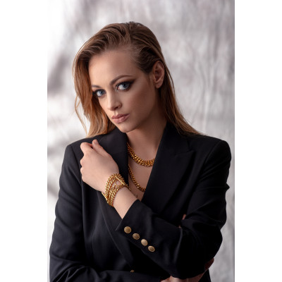 Double gold-plated curb chain choker necklace 2