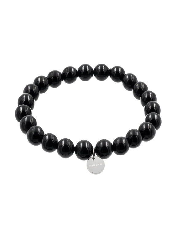 Bracelet on rubber band with natural stones onyx