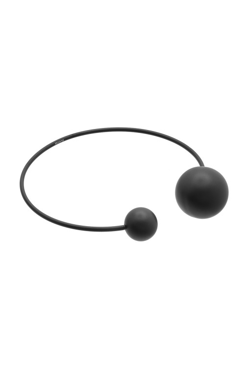 Modern matte black stainless steel bracelet with spheres