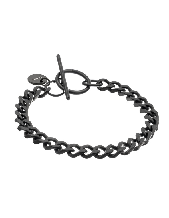 Matte black stainless steel curb chain bracelet with 6 mm width.