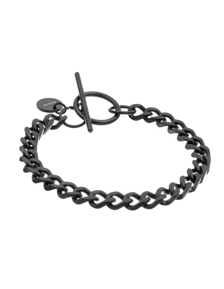 Matte black stainless steel curb chain bracelet with 6 mm width.