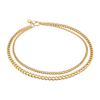 Double gold-plated curb chain choker necklace