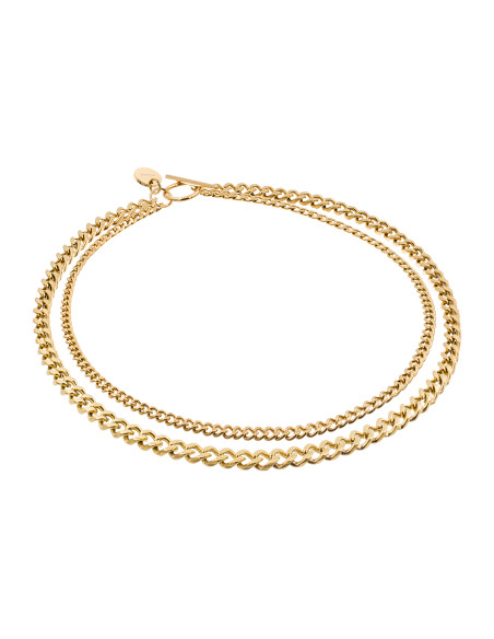 Double gold-plated curb chain choker necklace