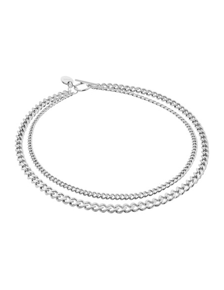 Double silver curb chain choker made of stainless steel with 6 mm and 4 mm chains.
